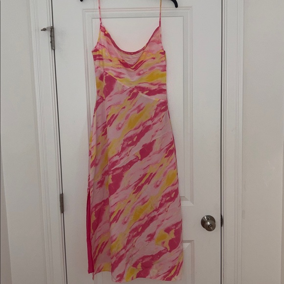 Aqua Pink and Yellow Sunset Dress - Picture 9 of 9